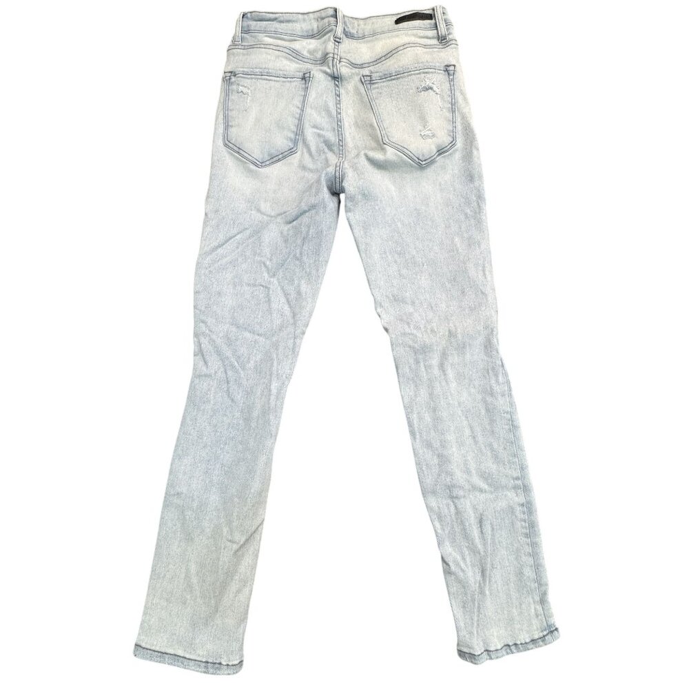 Risen Womens Sz 7 Light Wash Distressed High-Rise Skinny Jeans Button Fly Denim - Picture 3 of 16